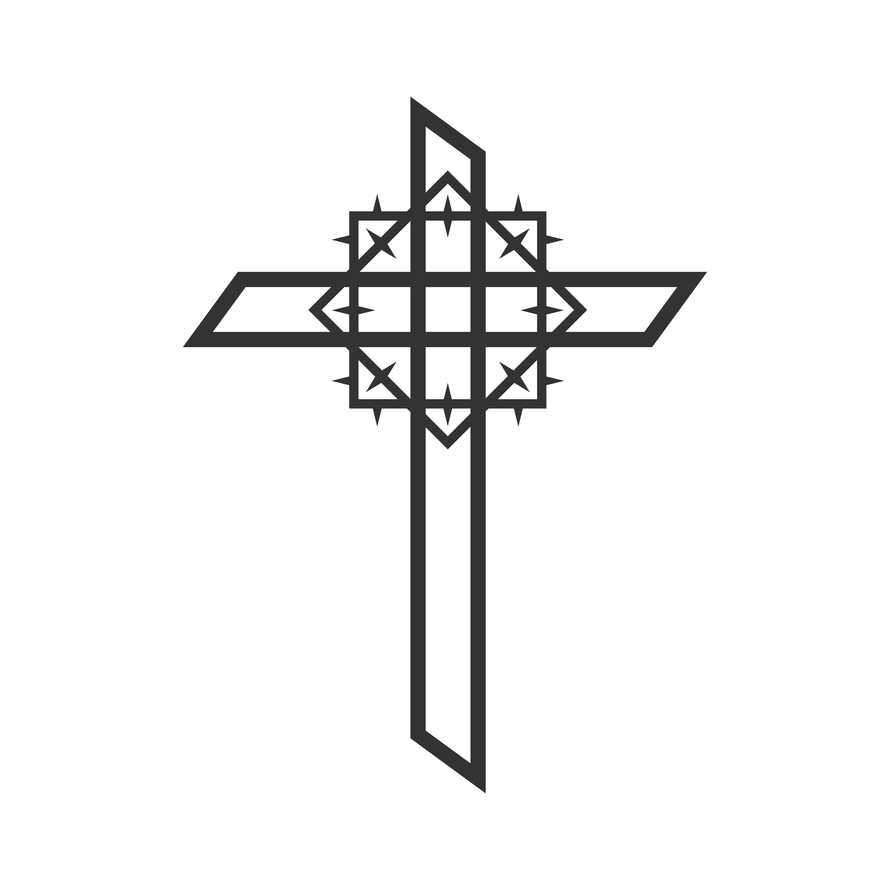 Cross of the Lord Jesus Christ and a crown of thorns. 