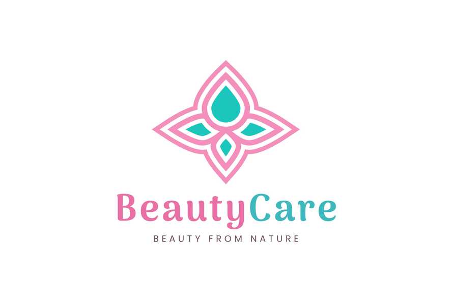 Simple Beauty Care Logo with Oil Droplet and Leaf Shape