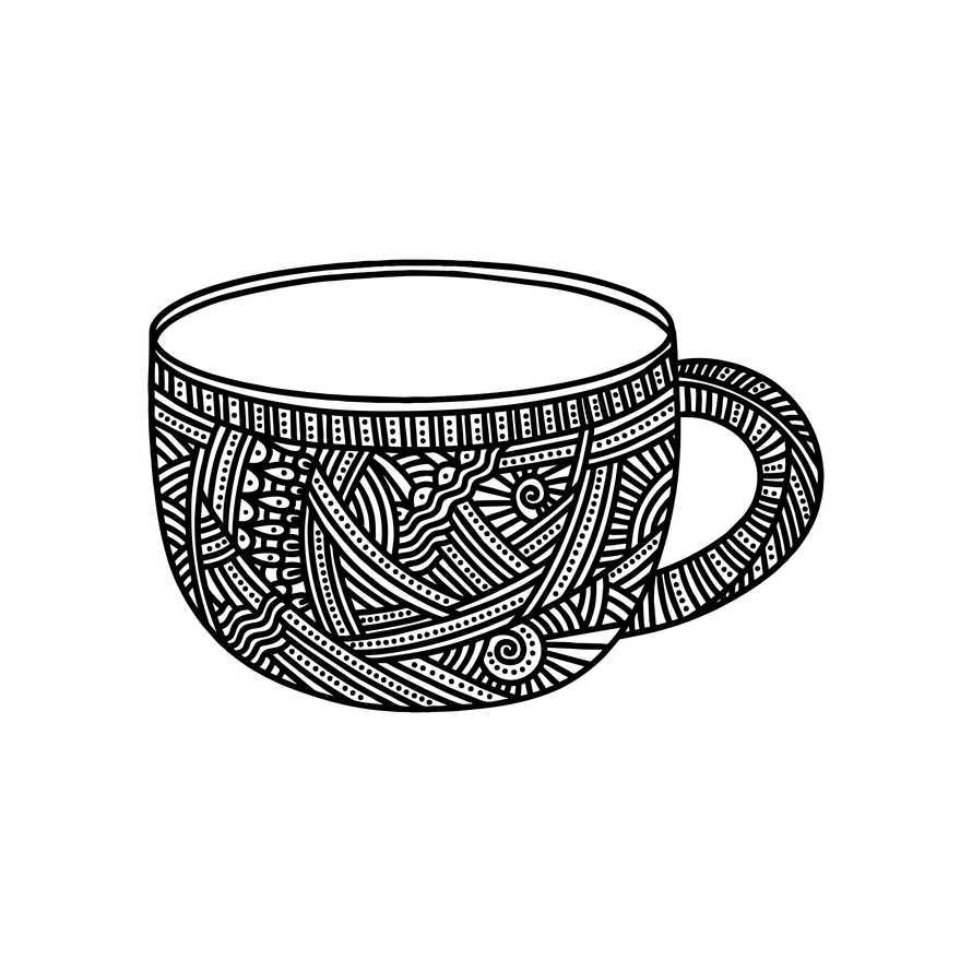 Doodle style illustration. Tea cup, a design element.