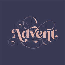 Advent lettering title with candles