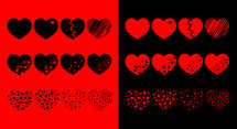 Hearts On The Red And Black Background