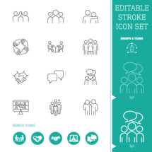Editable Stroke Icon Set | Groups & Teams