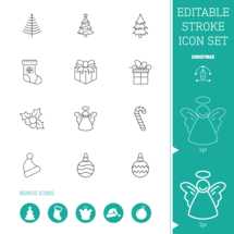 Editable Stroke Icon Set | Christmas