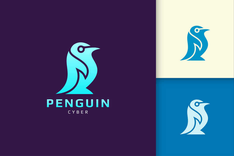 Penguin Logo With Abstract Shape