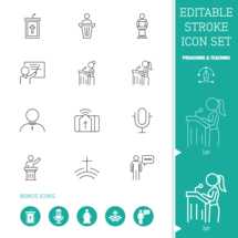 Editable Stroke Icon Set | Preaching & Teaching