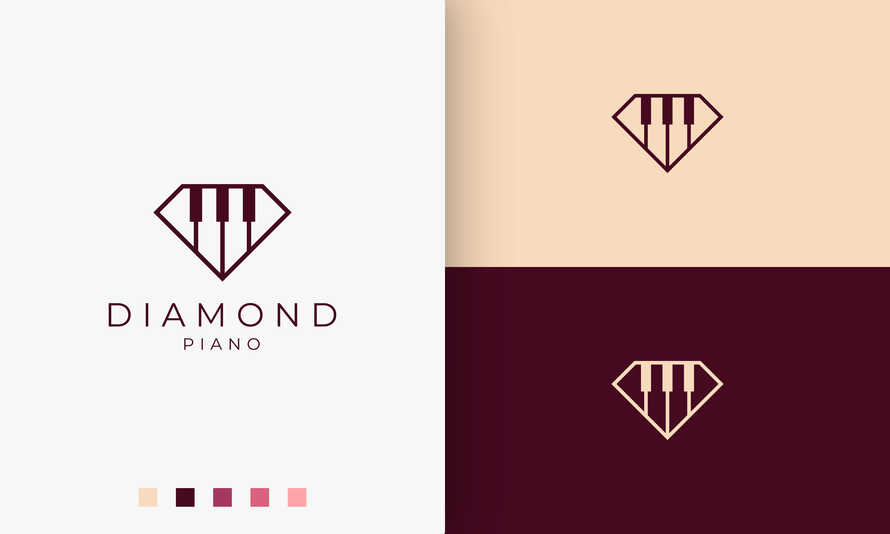 Simple Piano School Logo in Diamond Shape
