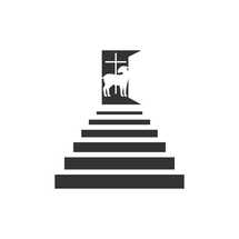 Christian illustration. Church logo. Staircase leading to God's lamb