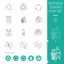 Editable Stroke Icon Set | Recycle