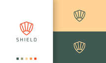 Shield or Defense Logo Simple Mono Line