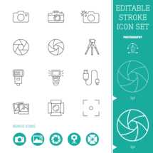 Editable Stroke Icon Set | Photography