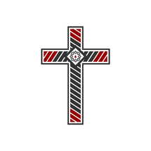 Christian illustration. Church logo. Cross of Jesus Christ and crown of thorns