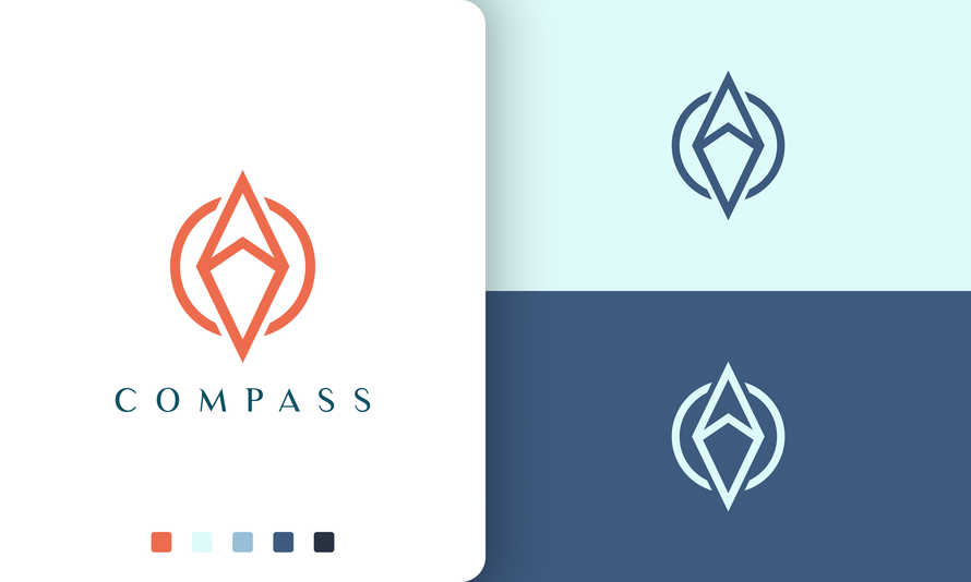 Trip or Adventure Logo Compass Shape