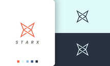 Letter X or Star Logo in Simple Style