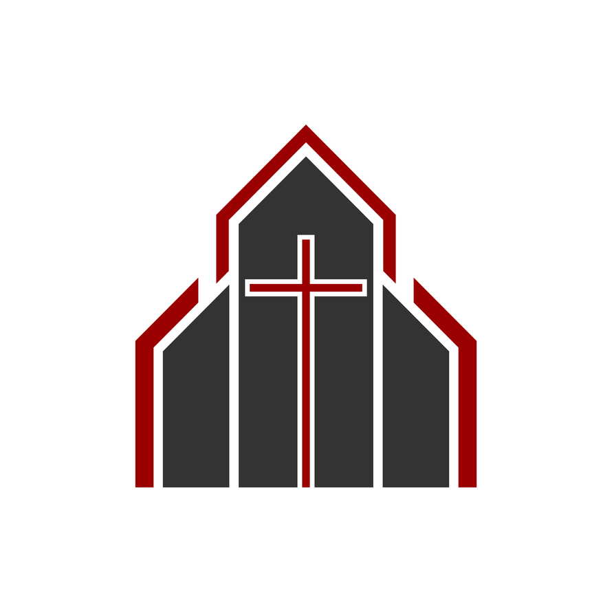 Christian illustration. Church with a cross - a symbol of crucifixion and salvation.
