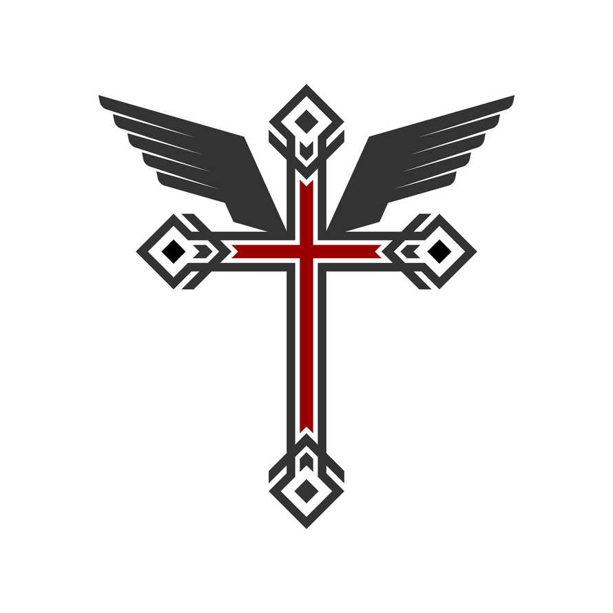 Christian symbol. Vector logo. Cross of Jesus Christ and wings - a symbol of the Spirit