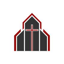 Christian illustration. Church with a cross - a symbol of crucifixion and salvation.