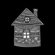 Doodle style illustration. A fairy tale house, a design element.