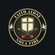 Christian illustration. Five Solas of the Reformation. Faith alone.
