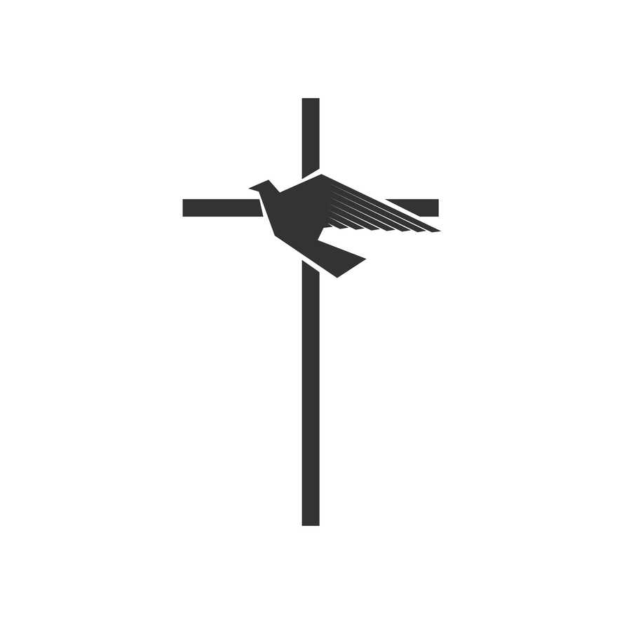 The cross of Jesus Christ and the dove - a symbol of the Spirit