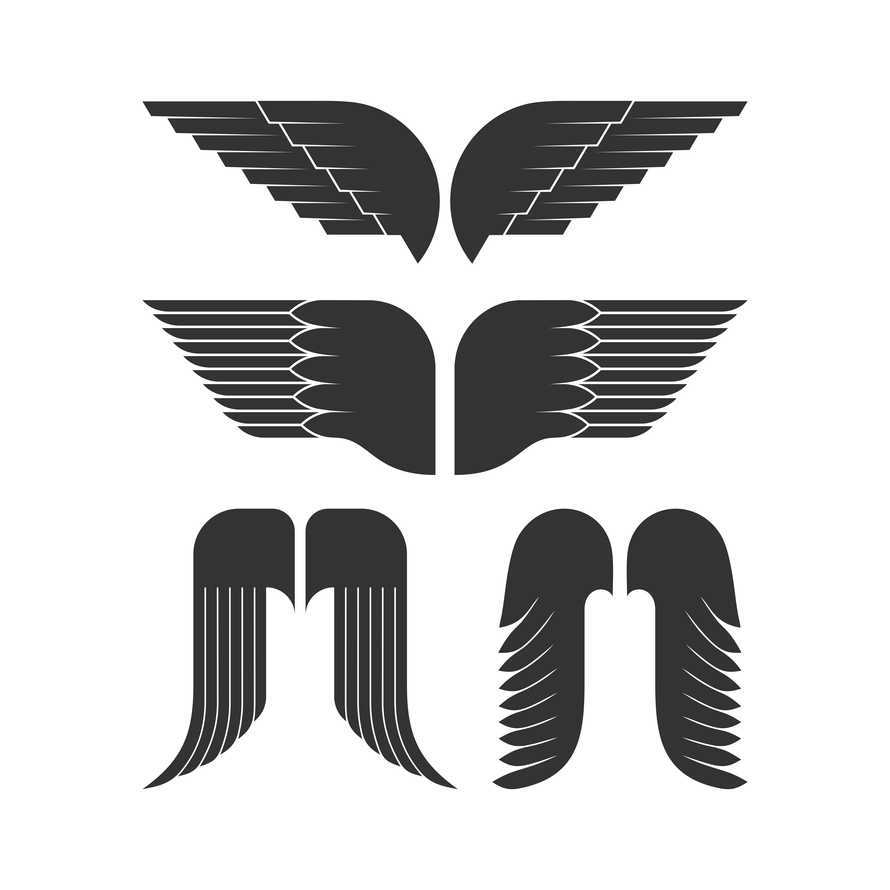 Vector set of logos of wings.