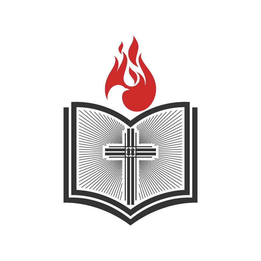 Church logo. Cross and Bible.