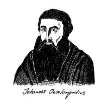 Johannes Oecolampadius (1482-1531) was a German Protestant reformer in the Reformed tradition from the Electoral Palatinate. He was the leader of the Protestant faction in the Baden Disputation of 1526, and he was one of the founders of Protestant