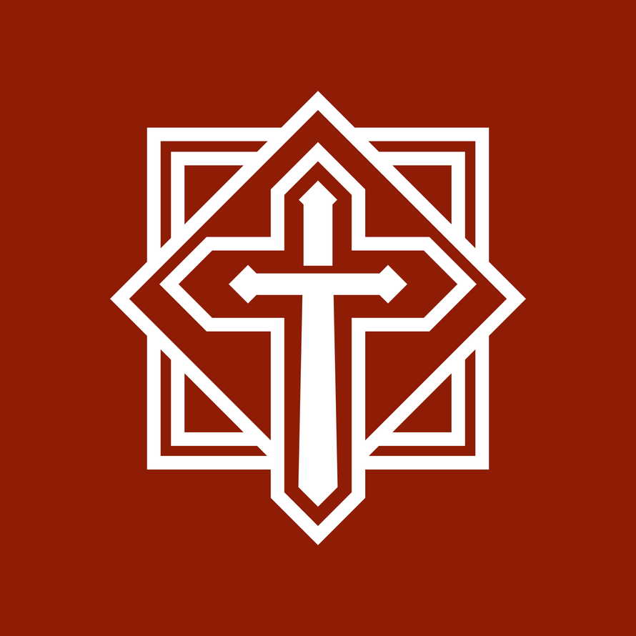 Christian logo with bible symbols.