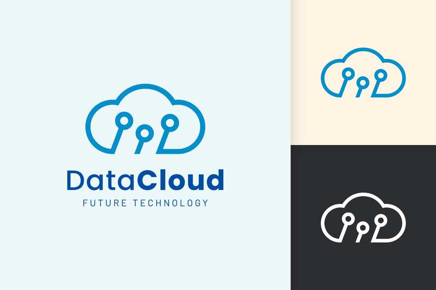 Cloud or Data Logo in Modern Style with Blue Color