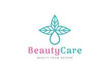 Beauty Care Logo with Leaf and Oil Shape