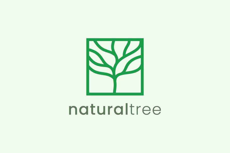 Simple Modern Tree Logo Template in Square Shape for Nature