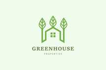Home and Leaf Tree Logo Template for Property or Apartment 