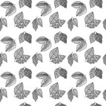 Seamless pattern of hand-drawn plant branches and leaves. Vector floral doodle style for background, textile, design.