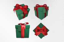 Christmas Gift 3D Renders in Red & Green Theme