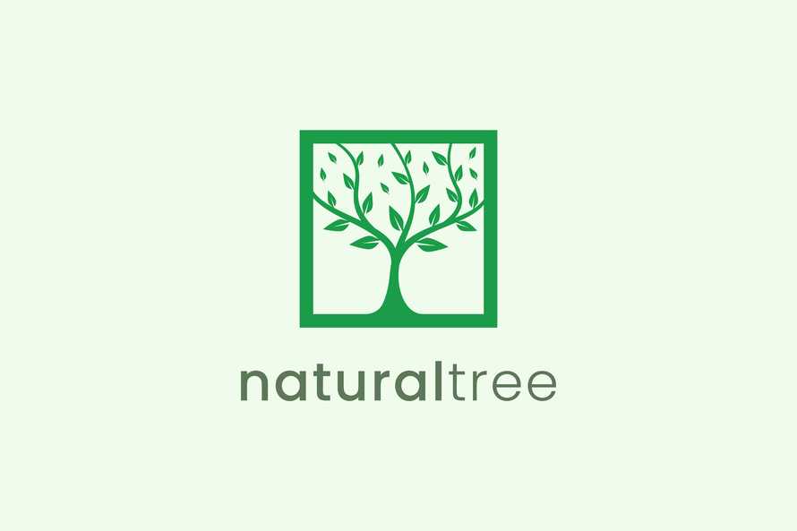 Simple Modern Tree Logo Template in Square Shape for Nature 