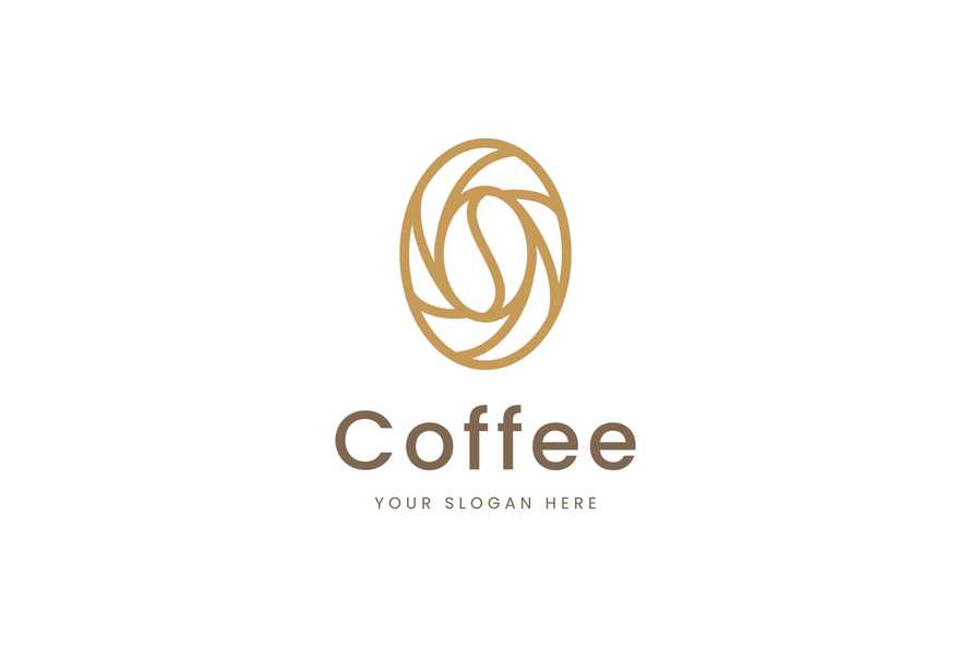 Simple Coffee Been and Leaf Logo in Line Style