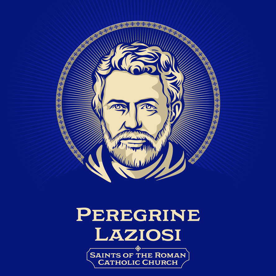 Catholic Saints. Peregrine Laziosi (1260-1345) is an Italian saint of the Servite Order. He is the patron saint for persons suffering from cancer, AIDS, and other life-threatening illnesses.