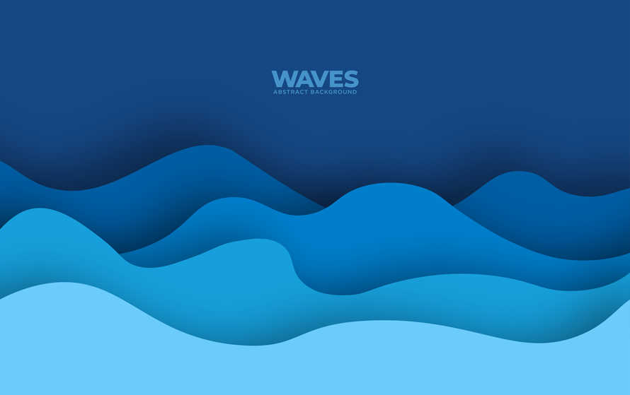 Abstract Blue Ocean Waves Vector Background Illustration