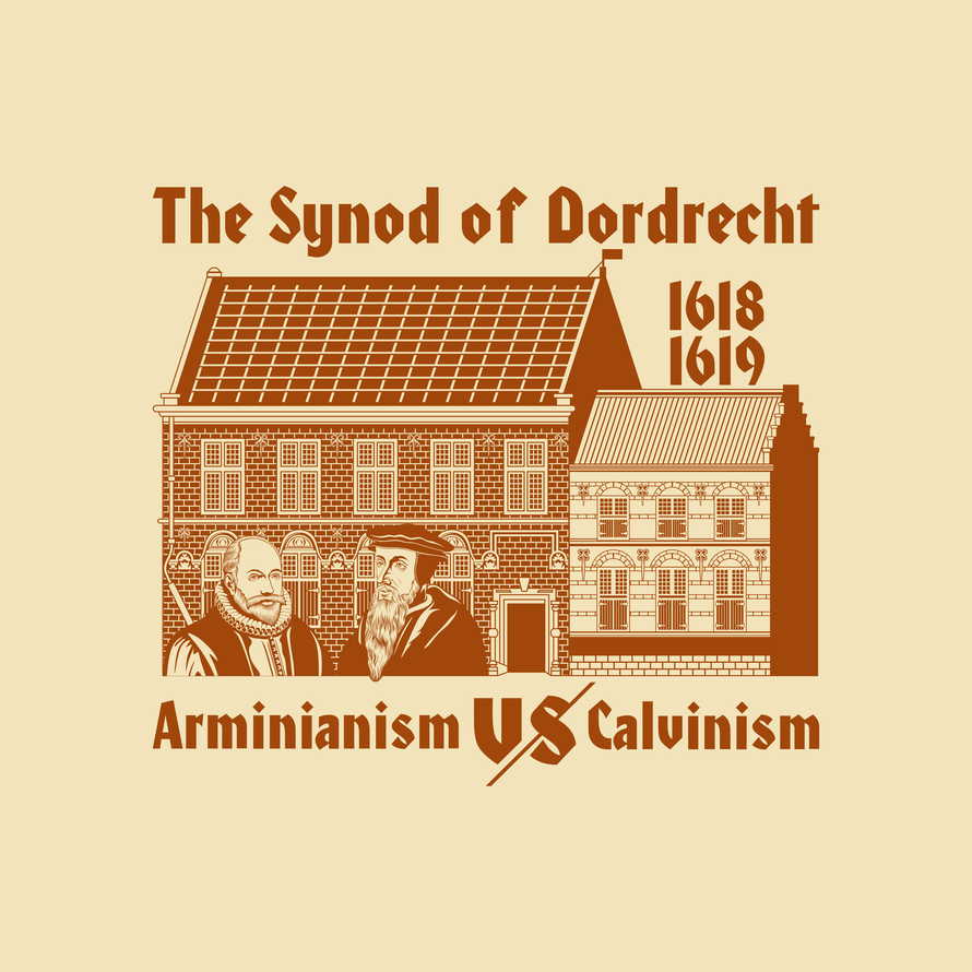 Reformed christian art. Dort synod of 1618. Arminians vs. Calvinists.