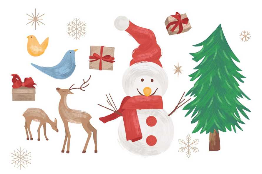 Cute Christmas Snowman Element in AI PSD PNG