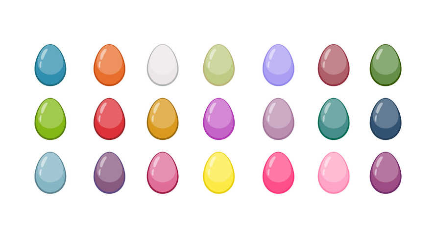 Colorful Flat Decorative Easter Eggs Collection