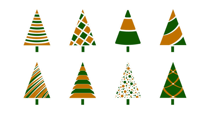 Vector set of cartoon Christmas trees	