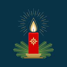 Christmas vector illustration. Holiday Advent Candle.