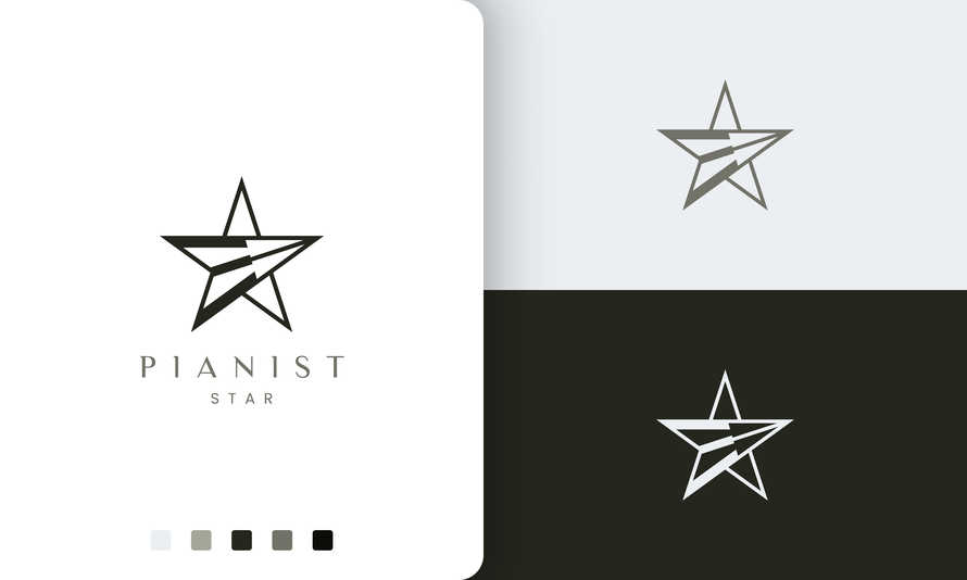 Modern Piano Player Logo in Star Shape