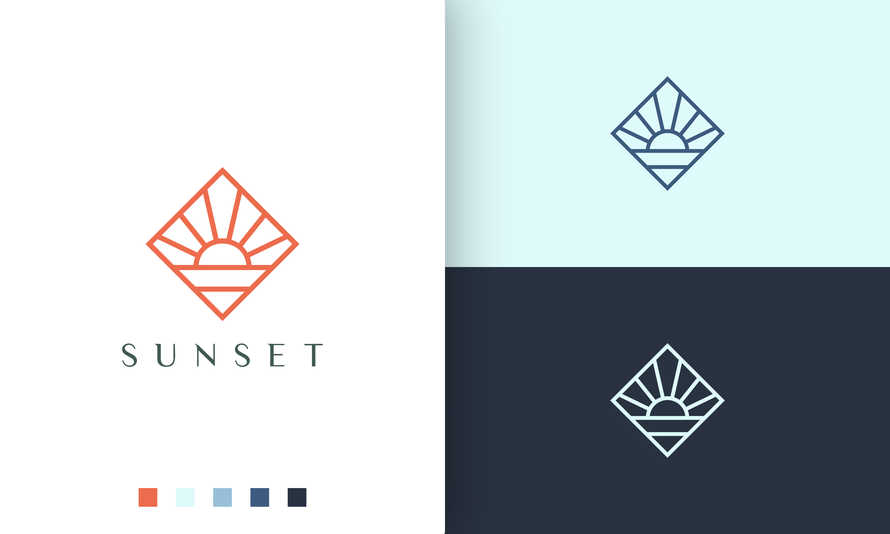 Coast or Ocean Logo With in Modern Shape
