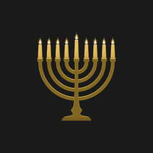 Vector illustration of a traditional Jewish Hanukkah menorah. Holiday candlestick with nine burning candles.
