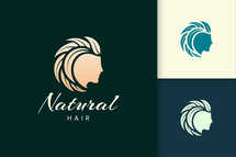 Hairdresser Logo With Head and Leaf Hair