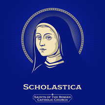 Catholic Saints. Scholastica (480-543) is a saint of the Catholic Church, the Eastern Orthodox Churches and the Anglican Communion. She was born in Italy, and a ninth-century tradition makes her the twin sister of Saint Benedict of Nursia.