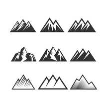 Mountain peaks vector logo set.