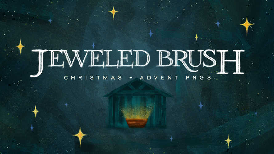 Jeweled Brush Nativity Illustrations