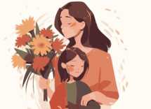 Mother and Daughter with Flowers